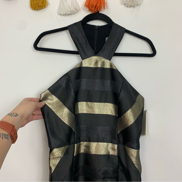 NWT Hutch Metallic Stripe Bodycon Halter Dress Size 4 - Picture 3 of 9